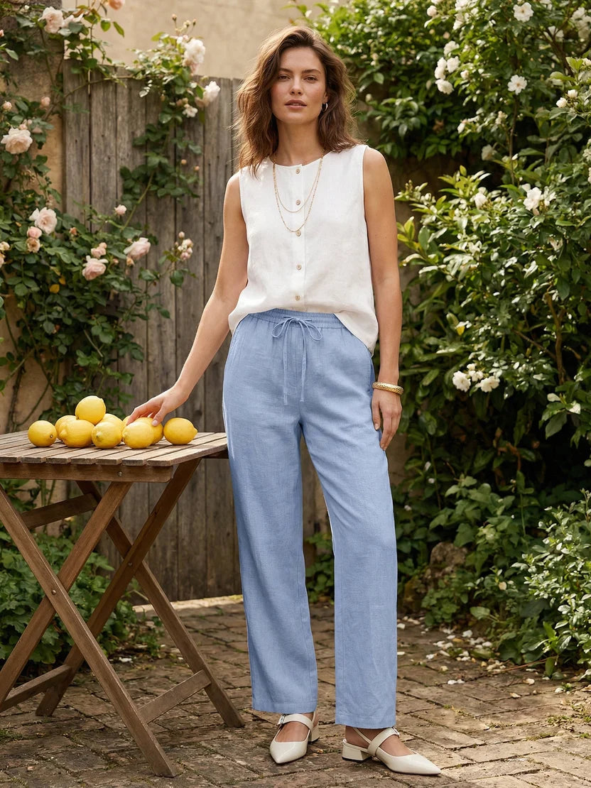 Pantalon Fluide Taille Haute
