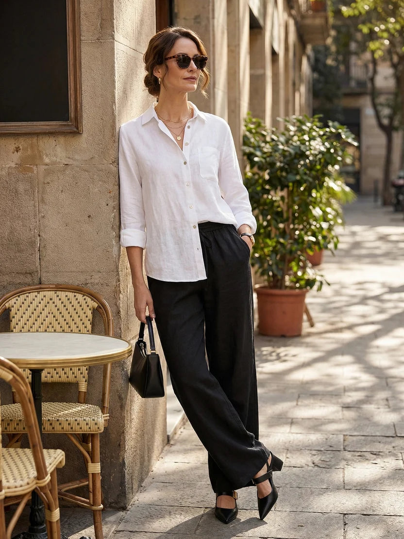 Pantalon Fluide Taille Haute