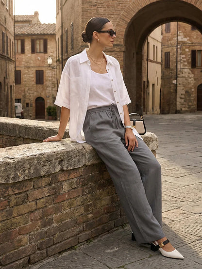 Pantalon Fluide Taille Haute